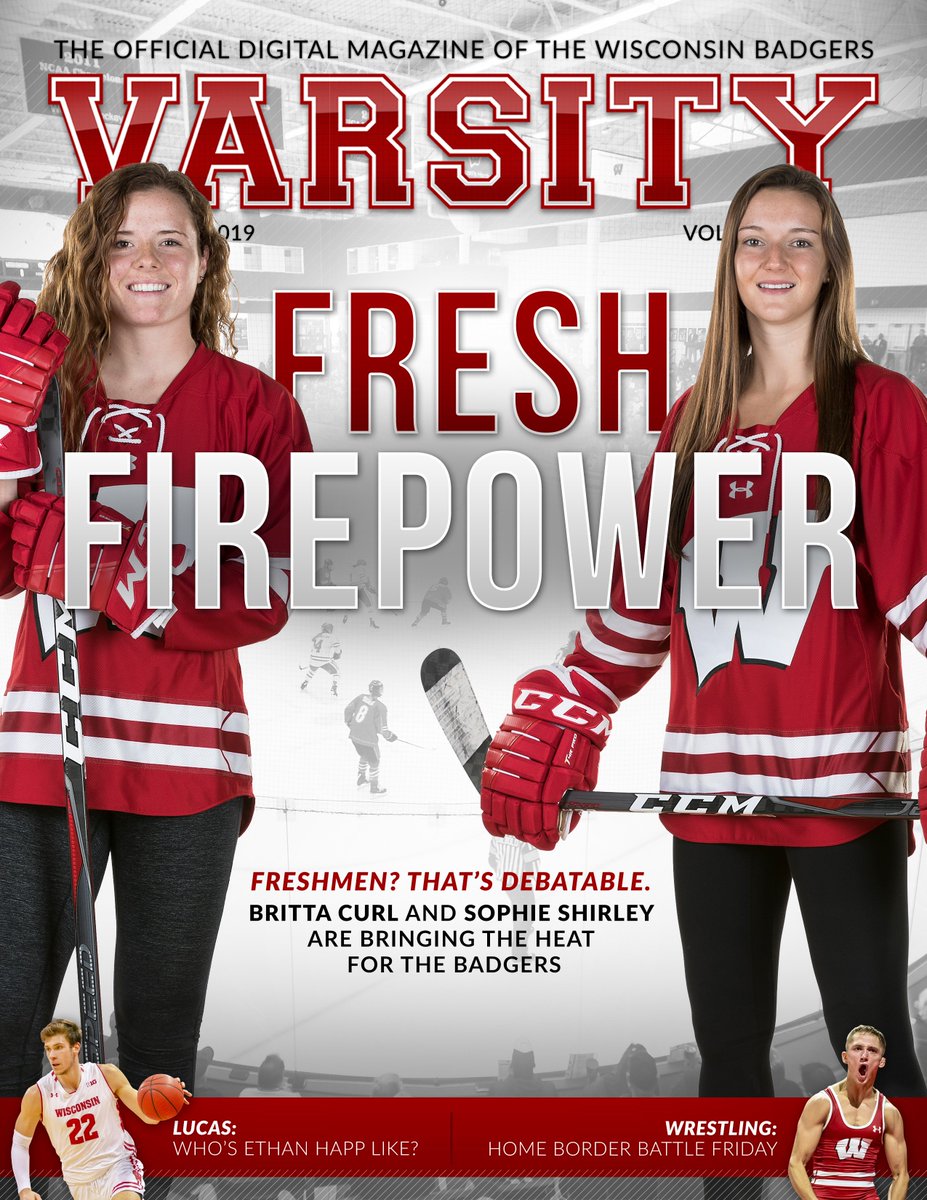 UWBadgers's tweet photo. They may just be freshmen, but Britta Curl and Sophie Shirley have stepped up for @BadgerWHockey
Add teammate Abby Roque to the mix, and the Badgers have a formidable scoring line
More in this week's #VarsityMag
💻📱 https://t.co/MHEgMoC9od https://t.co/KvDzJPP6K9