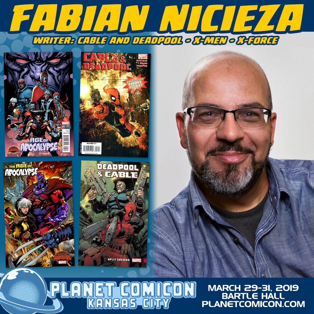 PlanetComicon's tweet photo. Planet Comicon is excited to welcome Fabian Nicieza (@FabianNicieza) to our 20th anniversary event. He is known for his work on Marvel titles such as X-Men, X-Force, Cable &amp; Deadpool and Thunderbolts

🎟️: https://t.co/OQmmV40Vpx

#pckc #Marvel #XMen #CableandDeadpool https://t.co/qtUr1jjR6A