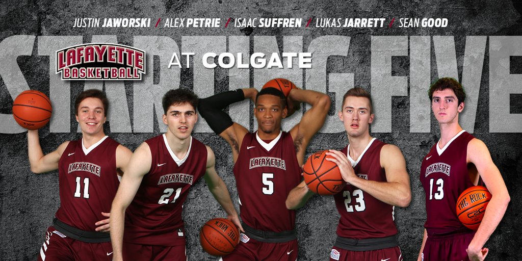 LafayetteMBB's tweet photo. The #StartingFive at Colgate.

#RollPards | #BeatGate https://t.co/btNHcCAkV7