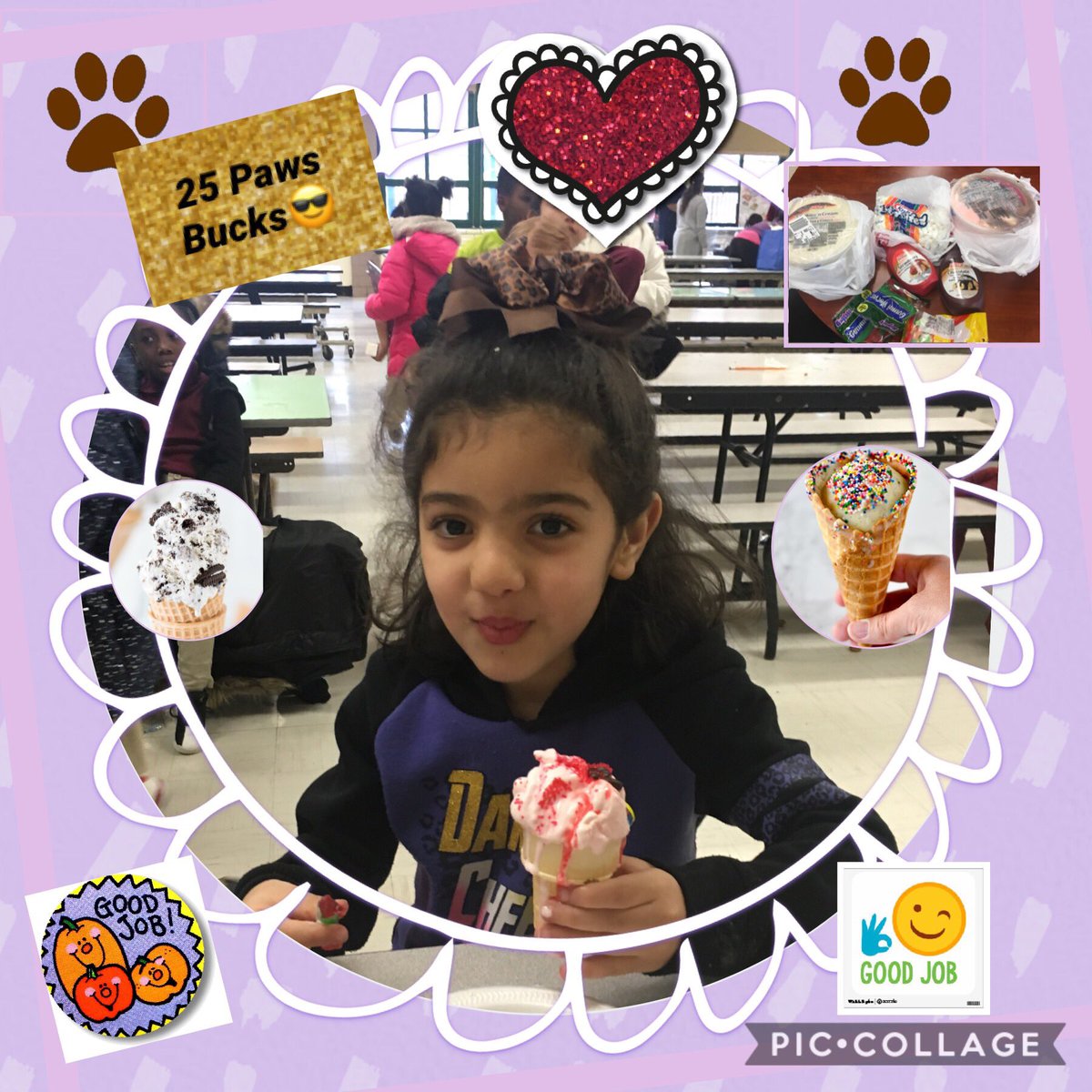 She earned 25 paw bucks so she got to have an ice cream party with Ms. Rizzi and crew!!! Thanks as always to Ms. Rizzi!