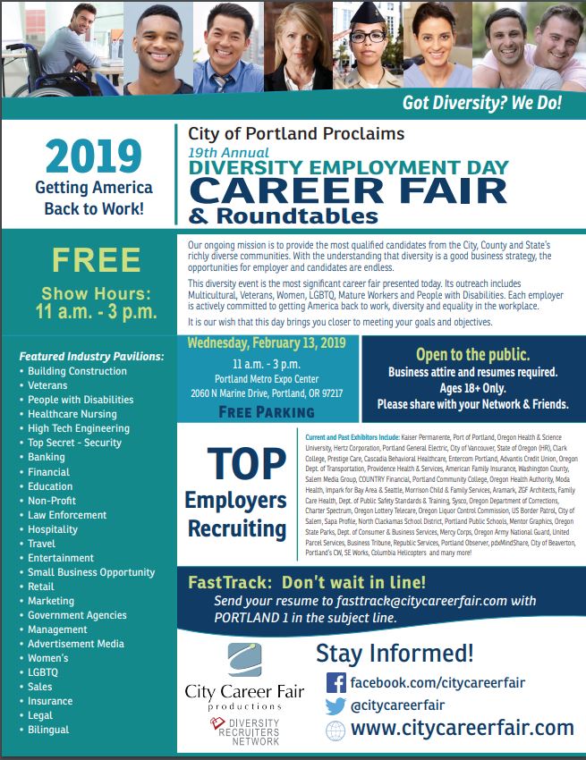 CareerFairPT's tweet photo. @CityofBeaverton will be recruiting w/ 40+ employers in Portland, OR on 2/13/2019 from 11am-3pm. Register here: https://t.co/STYHtiW6MJ #jobsearch #JobsNowHiring #jobfair #CareerFair  #portlandJobs #jobseekers https://t.co/ZN5vfemIOr
