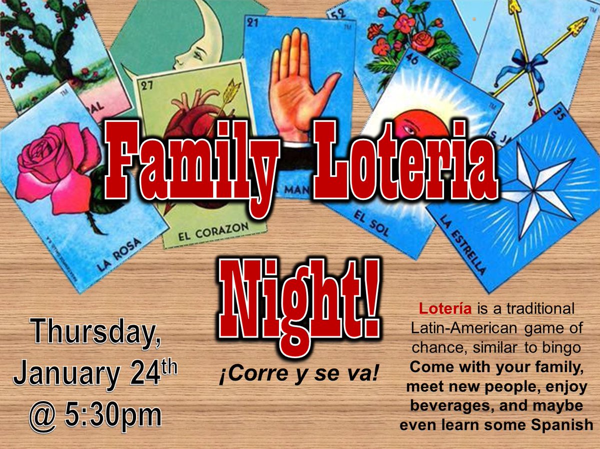 As part of the One Book One Valley initiative, please Join us! and bring the family to enjoy a game of Lotería, or Mexican bingo, where each tablet is filled with beautiful images. You'll have fun &amp; learn novel words in Spanish. Light, traditional refreshments will be served.