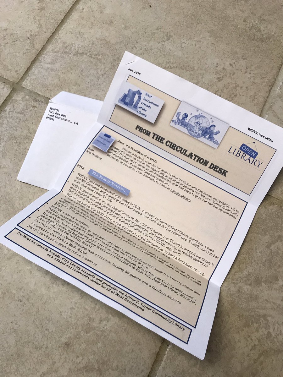WSFOL1's tweet image. Coming to a #mailbox near you... The #January2019 #WSFOL #newsletter! Check your mail today or this week to learn about all the great things we're doing for the #AFTCommunityLibrary!