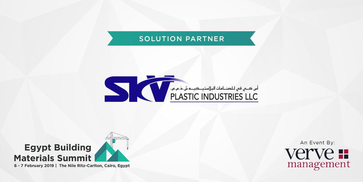 EgyptBuildMat's tweet photo. We are excited to announce that SKV Plastic Industries LLC is the Official Solution Partner of Egypt Building Materials Summit on 6 - 7 February 2019 at The Nile Ritz-Carlton, Cairo, Egypt.

Read more: https://t.co/brhPAOoCN4
#EBMS2019 #BuildingMaterials #Construction #SKVPlastic https://t.co/YyXIKrIJT5