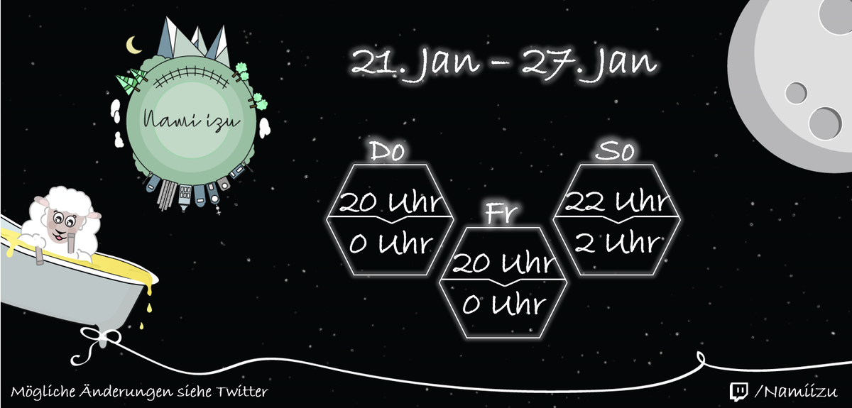 NamiizuTTV's tweet photo. + + + Streamplan für 21 - 27 Januar + + +
Tut mir leid für die Verspätung meine Lieben!
Da die Woche nur noch recht kurz ist, hier die Termine! 😄
#butterfull #Weidenstream https://t.co/EIvfyCgE20
