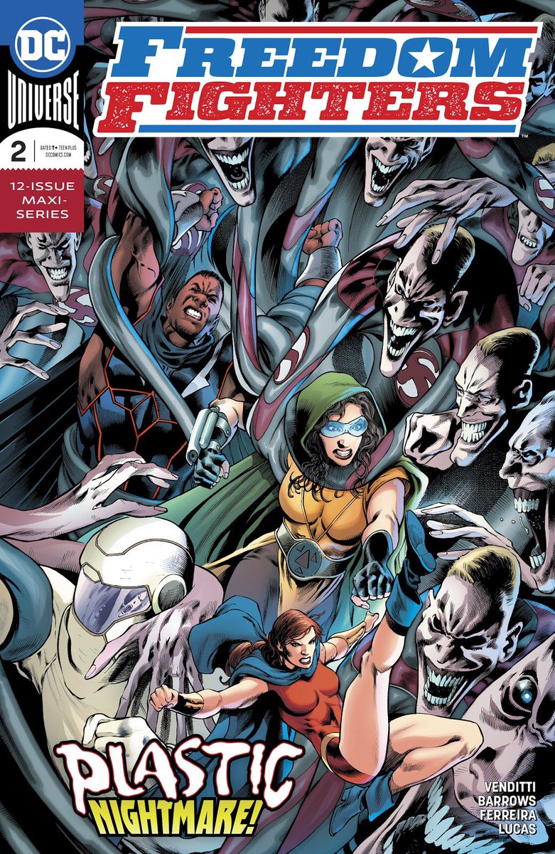 PeruComics's tweet photo. Termino con #FreedomFighters #2 de @robertvenditti, @eddybarrows, @ebercomics, #AdrianoLucas  y @deronbennett, la mejor escena de batalla de la semana, que pateadura que les dieron a los Ratzis, serie súper recomendada @DCComics #comicsperu https://t.co/zVcd434B0U