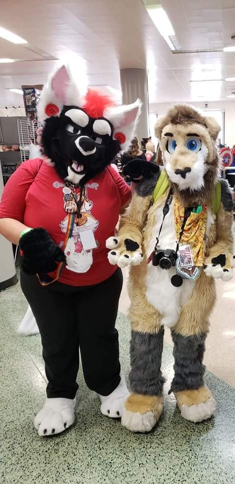 Mfalmelion's tweet photo. My friend Decode showed me this pic of us at #roccon2018 man I'm a short lion arnt I? https://t.co/jKP4y8V2Lb