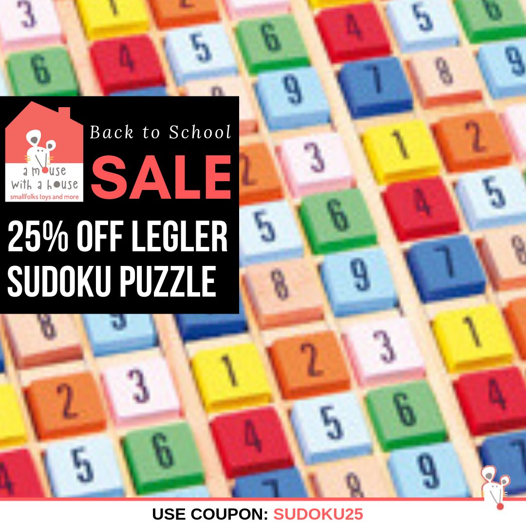 Mousewithahouse's tweet photo. Sudoku Wooden Puzzle Game Back-To School Sale 25% OFF
 
Sale Price: $17.18
 
Use Coupon Code: SUDOKU25
 
https://t.co/iFffCwr1kl

#amwah #amousewithahouse #sudoku #games #toy #toys #educationaltoys #educationalgames #woodtoys #woodentoys #toystore #toyshop #legler https://t.co/SzmefZZYeD