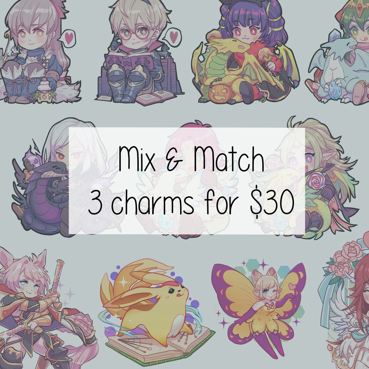 Also running a mix &amp; match deal for charms since I'm going to restock everything at once + free shipping on US orders over $35! Use the code FREESHIPPING. :3 