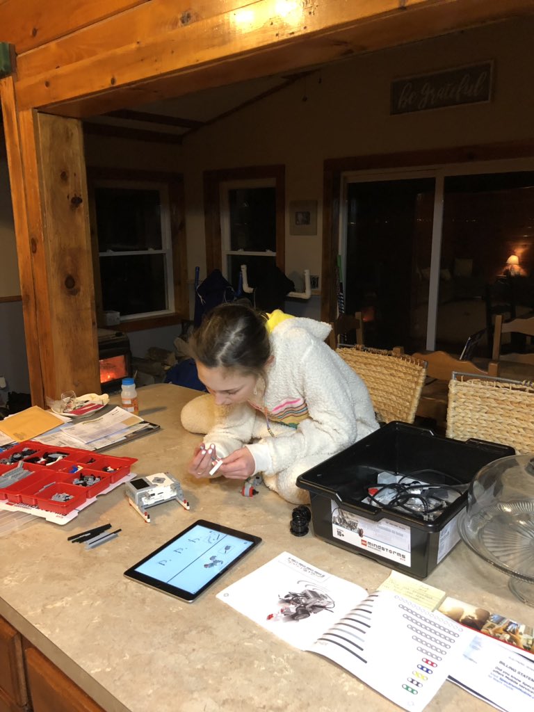 Math3203's tweet photo. When the #STEM Boss(@STEMWCSD ) gives you homework...you delegate:) #FLL #Fun4hours @ljblank. Now she wants want to learn to program it. Win Win for me ๐#studentengagement #KidsDeserveIt #LegoRobotics #STEAM #stemeducation https://t.co/yps0txgbEG