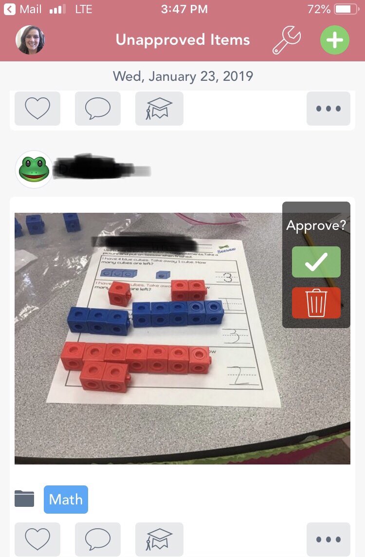 smwehmeyer's tweet image. Reason 2598 why I love @Seesaw! I was away at PD today and can judge my students understanding of today’s math lesson before I am back tomorrow! #Kindergarten #subtraction #seesaw #primarytechnology