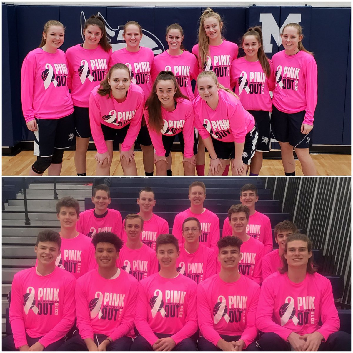 marysvillehoops's tweet photo. Pink out games tomorrow night, all six teams in action,  Go Vikings!! #kca #chadtough @vikinghoops @marysvillehoops https://t.co/0m9CFWlu24
