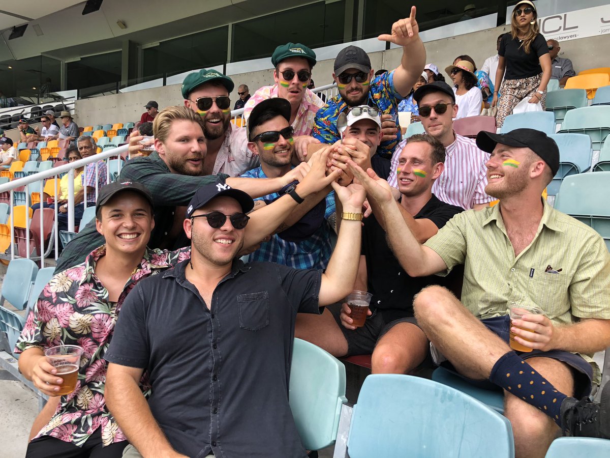 Neroli_Meadows's tweet photo. Meet the best mates of Kurtis Patterson - aka “Spoon”. He’s had that nickname since he was about 12 because ”look at the shape of him! He looks like a spoon!”

They flew in last night &amp; each came to the ground with a wooden spoon, sadly security confiscated most of them! https://t.co/Mgx5BcHyK2