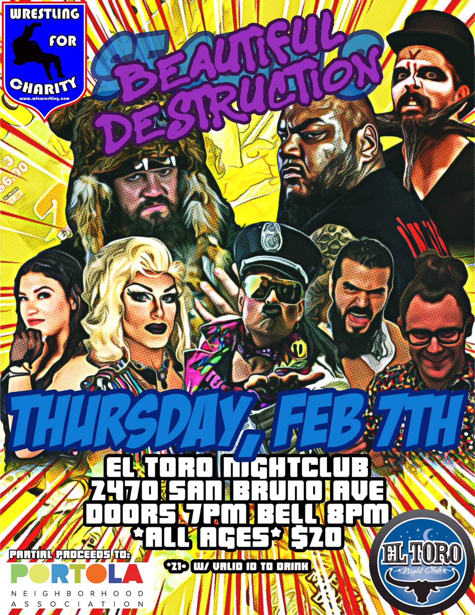 DonovanTroi's tweet photo. Thursday 2/7 @WFCwrestling SF Slam 8 is back at @ToroNightClub! What can you expect? How about a hard hitting 6-Person Tag Team Match as #LisaLace @Profreshional2F & @alonzo_sipp battle @ElizaHammer1 @PatFitzpat91 & @sirsamurai of The Honor Society! Which trio will be victorious? https://t.co/LDTdEXTo2B