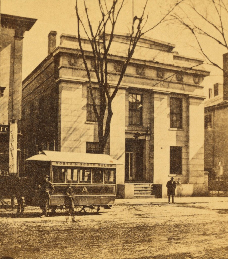 LostNewEngland's tweet photo. City Hall in #SalemMA around the 1860s or 1870s and 2017. https://t.co/8k1GpWecsN https://t.co/OxJPQsA1gx