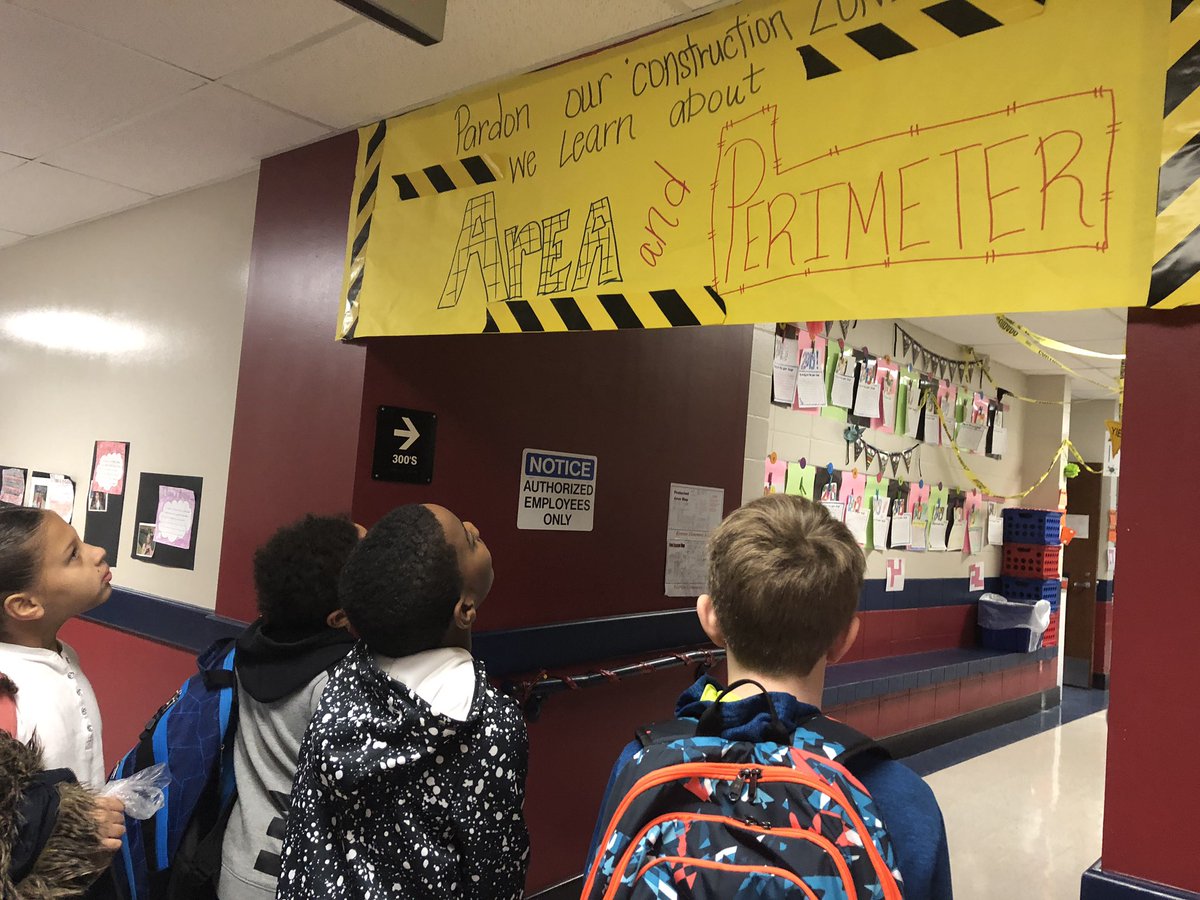 MerryGaylor's tweet photo. Third grade hall was transformed into a construction zone by Valerie Owen as we explore area and perimeter! @RivertonElem #ALLmeansALLMCSS #STEAM #keepingstudentsengaged https://t.co/H9TP6soeB3