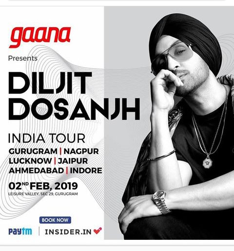 Gaana presents @diljitdosanjh indiatour on 2nd feb at gurugram,leisurevalley...to win tickets stream diljits songs on gaana betwn 21 to 29jn