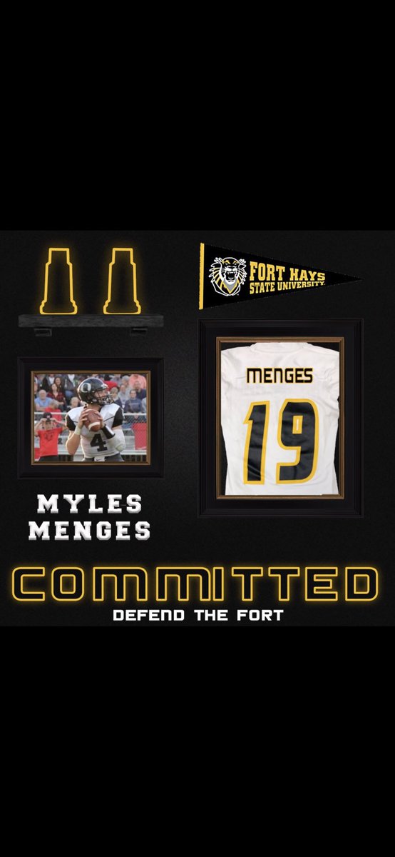 MylesMenges's tweet photo. Excited to announce that I will be continuing my academic and football career at Fort Hays State University! 🏈🐯💛🖤 #TheHunt19 #DefendTheFort https://t.co/8XNK5uZTQa