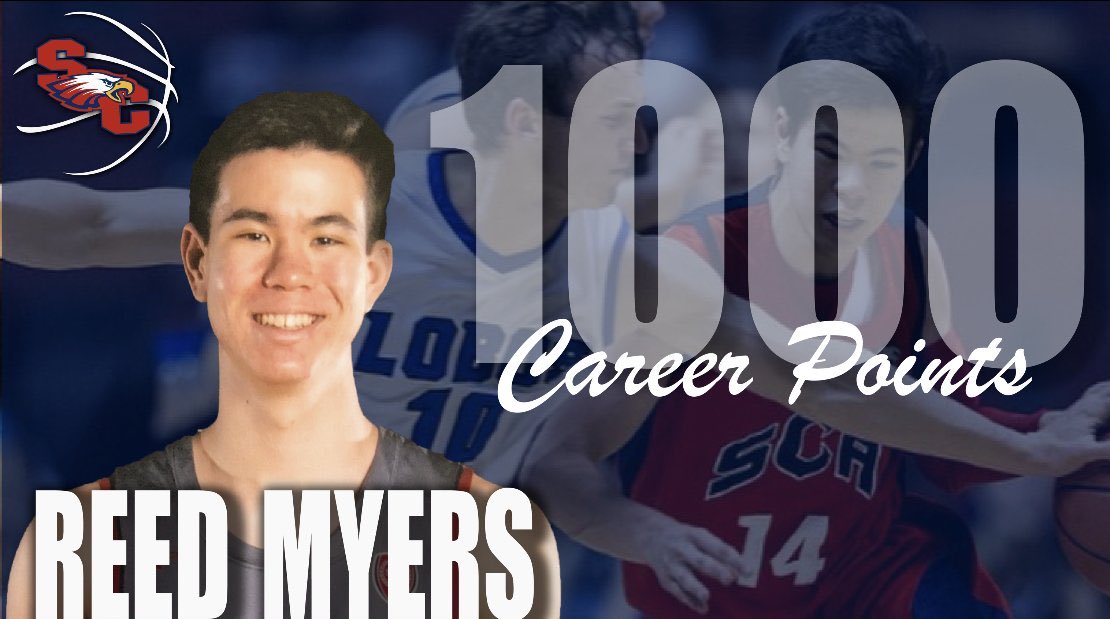 Congrats to Senior PG Reed Myers for becoming only the 6th player in SCA history to score 1000 career points! Reed joins Kevin Coble, Brandon La Tarte, Roger Gibson, Bo Barnes &amp; Ethan Spry in the SCA 1000 Point Club! <a href="/Athletics_SCA/">SCA Eagles</a> <a href="/SCA_Nest/">The Nest</a> <a href="/azc_obert/">Richard Obert</a> <a href="/GreggRosenberg1/">Gregg Rosenberg</a>