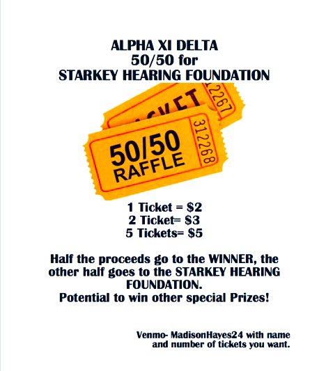 AXiD is so excited to help <a href="/KSU_DeltaZeta/">Delta Zeta</a> raise money for the Starkey Hearing Foundation! If you want to win big and help a good cause DM us 🤩🤩