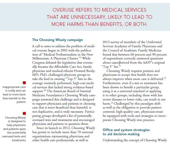CostsofCare's tweet photo. "HOW TO HELP YOUR PATIENTS Choose Wisely" was created in 2015 by @AAFP to guide discussion about #medicaloveruse in #primarycare with recommendations:
1) Know the evidence.
2) Help patients make informed decisions.
3) Build (and lead) the system.
https://t.co/cDasPVk01U https://t.co/8Slyg8POk0