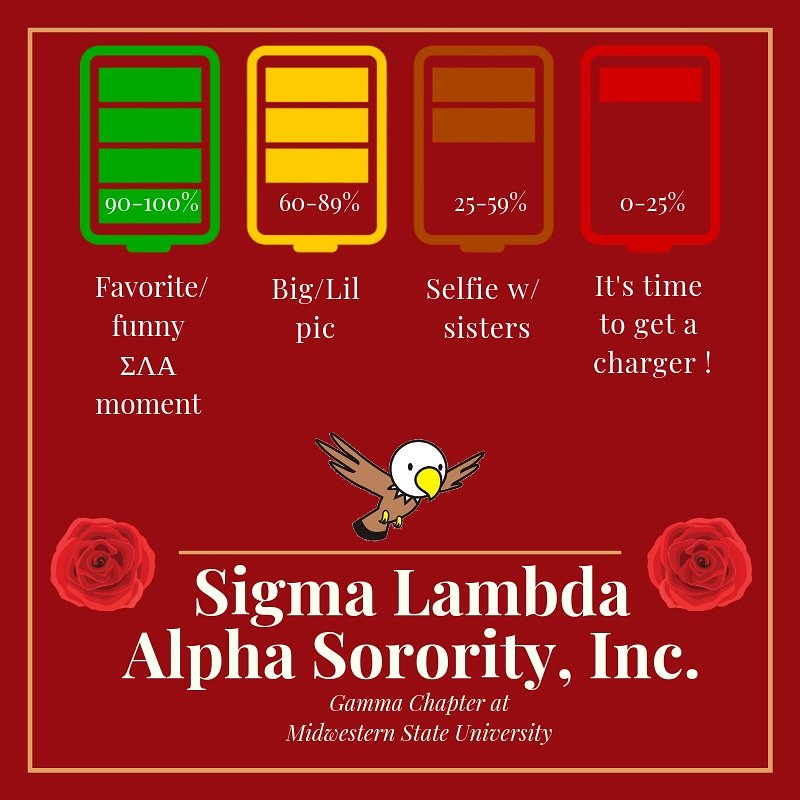 MSU_SLA's tweet photo. Follow us on our other social medias! We are playing a game on IG showing sister pics according to our sisters phone battery % this week! Don't forget next week is recruitment! ♥️💚💛🌹 #SigmaLambdaAlpha #msutexas22rollcall #señoritaslatinasenaccíon #MSUTexas23 #stanggang22 #ΣΛA https://t.co/hpWEwT3Xcp
