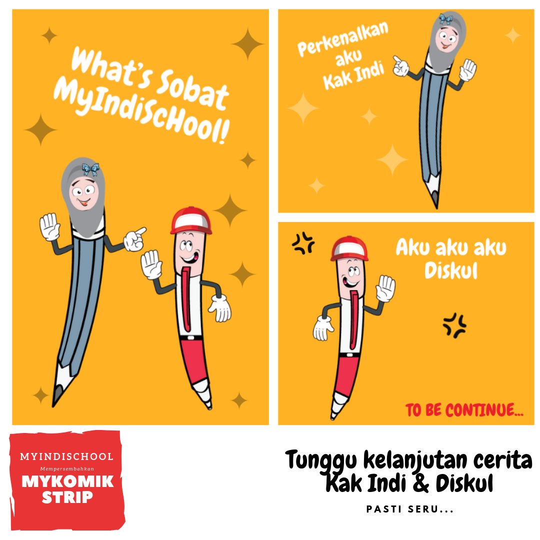 IndiSchool_ID's tweet photo. MyIndiSchool memperkenalkan 2 karakter Komik Strip, kakak-beradik bernama Ka Indi &amp; Diskul. 
Ka Indi: sosok penyabar yg berprestasi di kelasnya
Diskul: memiliki sifat penasaran, serba ingin tahu

Seperti apa keseruannya? Simak episode nya setiap Selasa &amp; Jumat
#komikstrip #komik https://t.co/k0UKTfCdFp