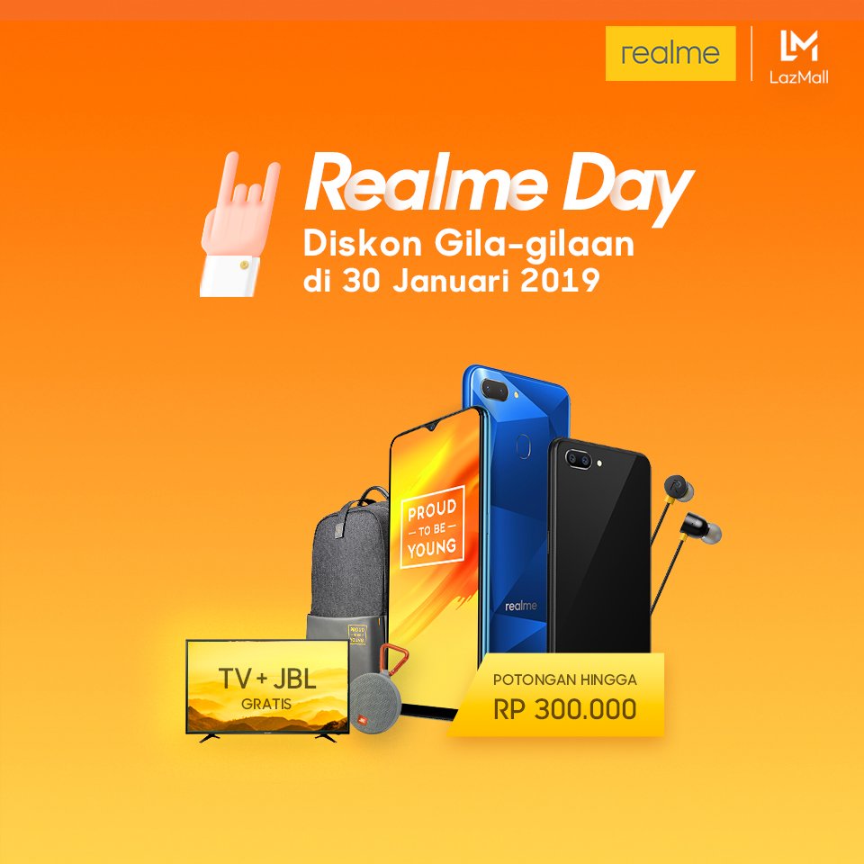 realmeindonesia's tweet photo. Realme Fans! Siap-siap ya, Realme Day akan hadir di Lazada dan Shopee tanggal 30 Januari 2019! Bakal banyak banget kejutan menarik buat kalian semua. Jadi jangan sampe kelewatan ya! #RealmeDay #RealmeIndonesia https://t.co/ACTUZe0vBy