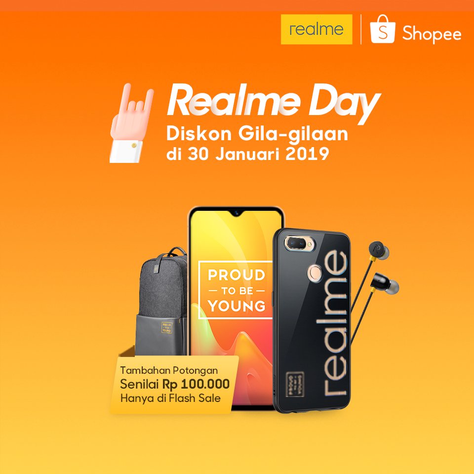 realmeindonesia's tweet photo. Realme Fans! Siap-siap ya, Realme Day akan hadir di Lazada dan Shopee tanggal 30 Januari 2019! Bakal banyak banget kejutan menarik buat kalian semua. Jadi jangan sampe kelewatan ya! #RealmeDay #RealmeIndonesia https://t.co/ACTUZe0vBy