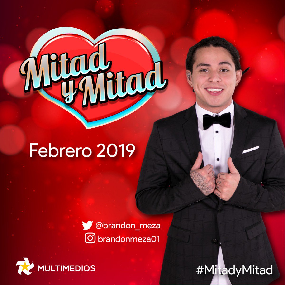 multimediostv's tweet photo. ❤❤❤

¡Regresa el reality que enamoró a todos! #MitadyMitad con @brandon_meza Febrero 2019 vía @multimediostv Canal 6 #Celebraduacion 

Los detalles ➡ https://t.co/cFXwtMmio4 https://t.co/GEuShI4qJ4
