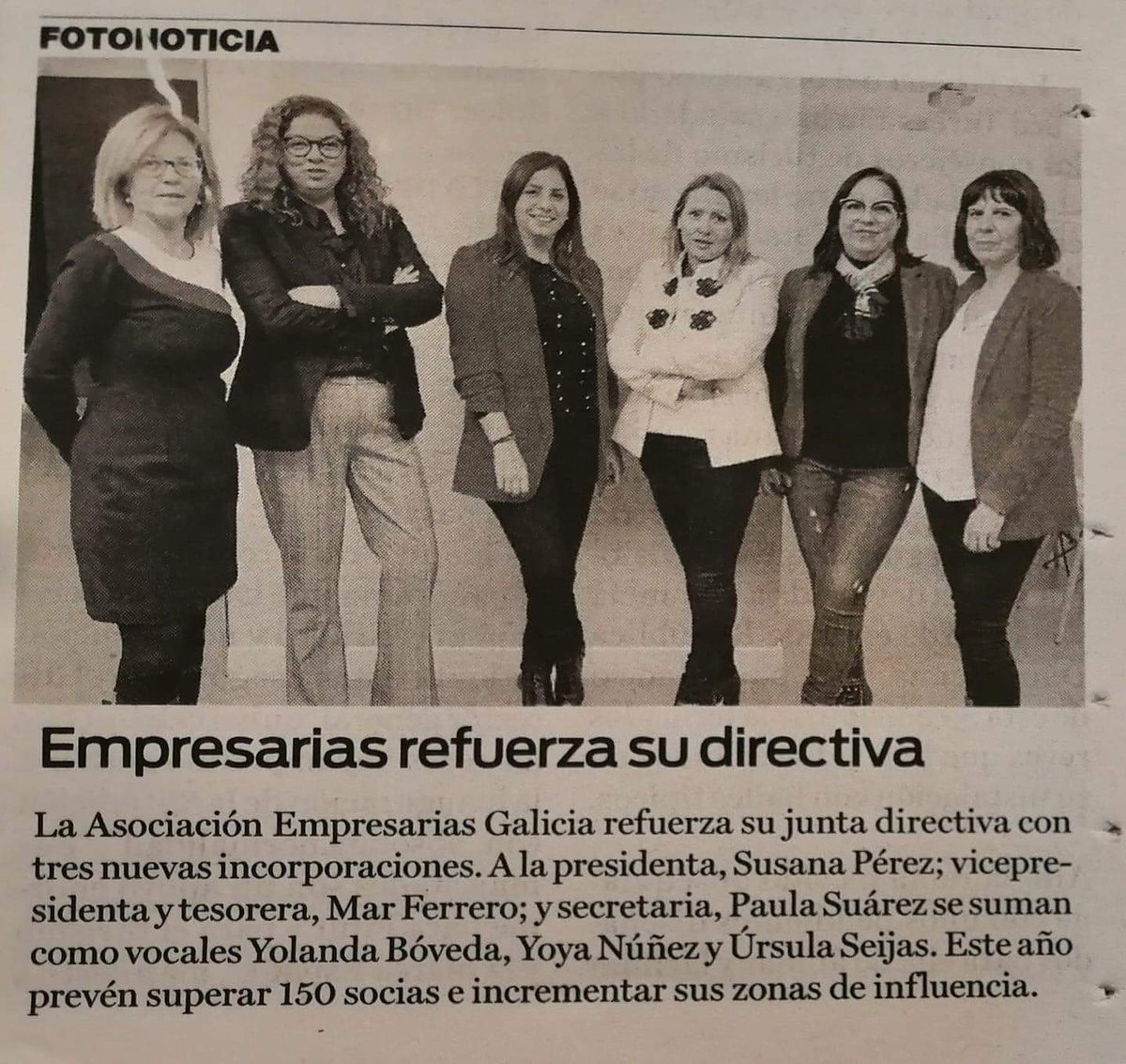 Empresarias_Gal's tweet photo. En Atlántico Diario.
"Empresarias Galicia refuerza su directiva" manteniéndose 3 de sus socias fundadoras. https://t.co/SUggAiwyaX