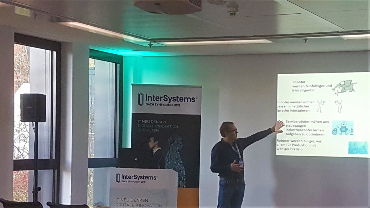 XimajDE's tweet photo. Ein weiteres #Highlight in 2018 war das @InterSystems_DE  #Symposium zum Thema "IT neu denken. #DigitaleInnovation gestalten". Jürgen Herrmann, einer der Geschäftsführer von @XimajDE referierte über die Trends der #Robotik, #KI, sowie dem #MachineLearning. Ein gelungenes Event! https://t.co/88KMSq4aTW