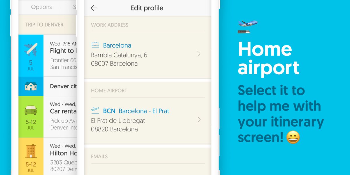 meetsamio's tweet photo. Remember to select your home airport in the Option settings. ➡️ Edit profile ➡️  Home airport 🛫  It will help me to keep your itinerary screen well organised 😊  #GettingStartedWithSam https://t.co/FObHYypqqF