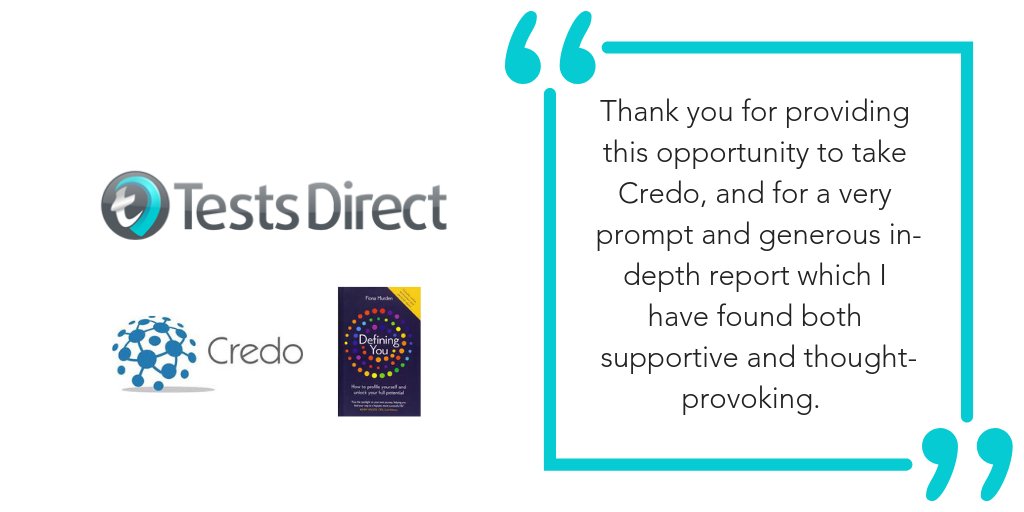 Tests_Direct's tweet image. We have recently received some lovely feedback from an individual who completed Credo after reading #DefiningYou 

#Personality #Psychology