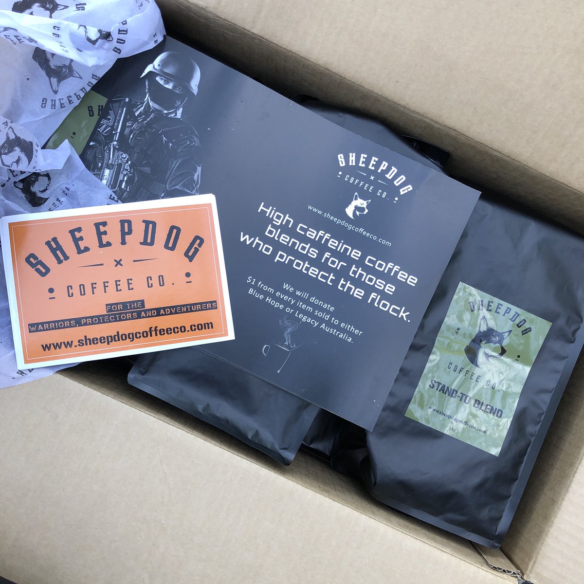 BlueHopeSupport's tweet image. We are grateful for terrific sponsors like Sheepdog Coffee Co. 10kg of their Stand-To blend is just the shot for the Blue Hope Drop-In centre! ☕️