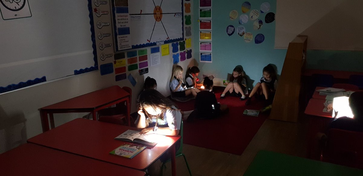 DIA_Year3's tweet photo. To spike the children's interest in #ReadingForEnjoyment we had a very special lesson where the children all read by torch light. It was amazing to see how much more engaged they were with their books! @DIA_Primary @KHDA @EmiratesLitFest #DIAPYP #DIAREADING https://t.co/l1R0gzPSSC