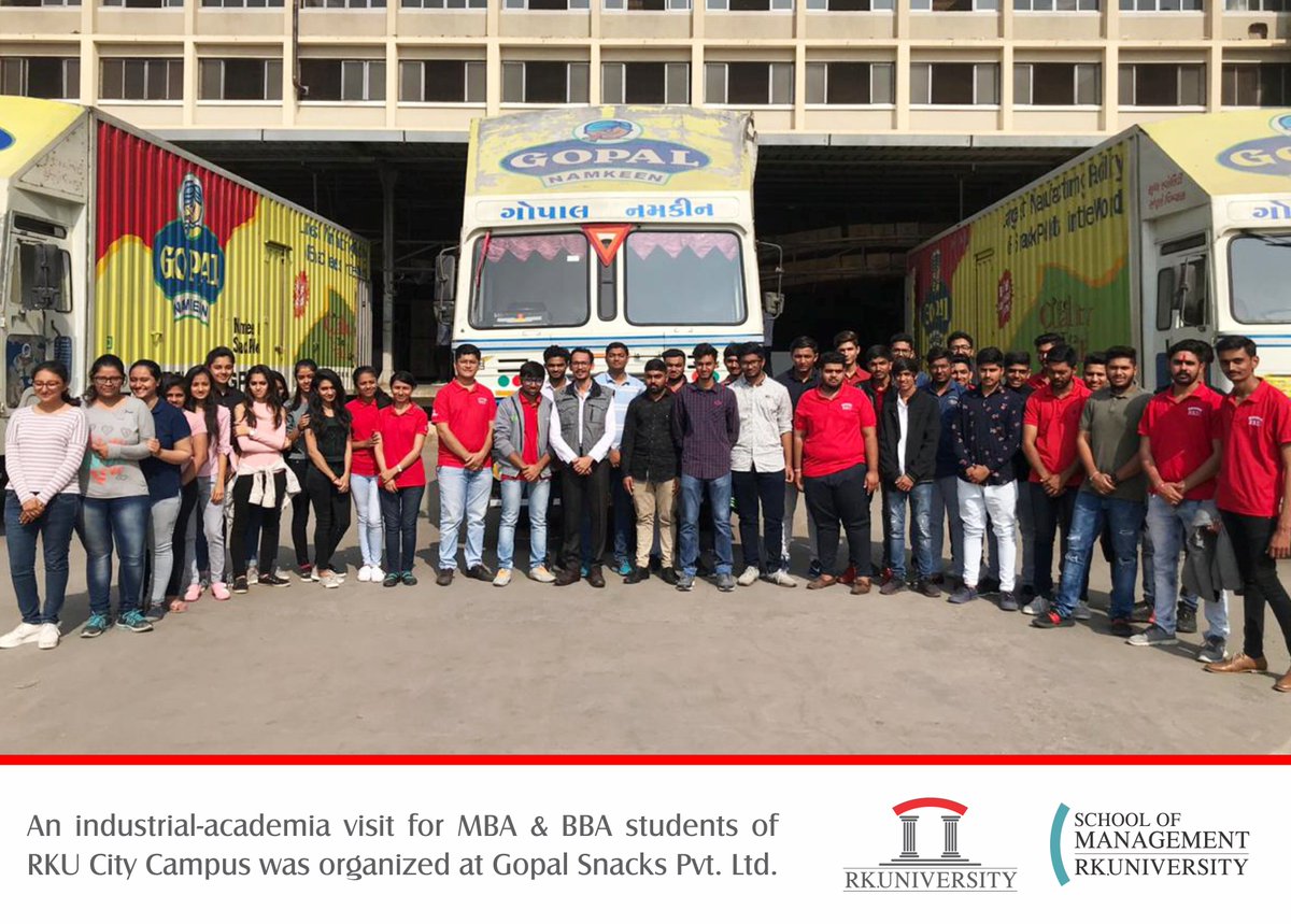 An industrial-academic visit was organized for #MBA & #BBA students of City Campus at #GopalSnacks Pvt. Ltd., #Rajkot. Students also got the opportunity to interact with the official members of the #industry which were helpful for them to clarify their doubts. #rku #rkucitycampus