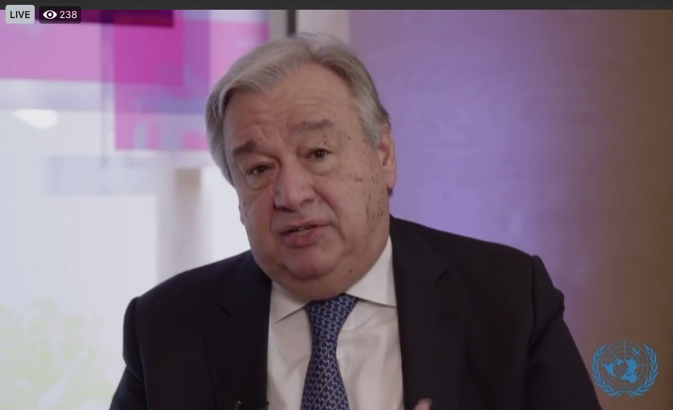 UNFCCC's tweet image. We are losing the race against #ClimateChange. Droughts, storms and floods are killing thousands and the international community is not doing enough. We need the political will to achieve the 1.5 °C goal of the #ParisAgreement. @antonioguterres at #WEF2019 facebook.com/unitednations/…