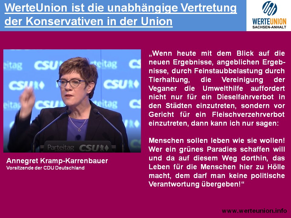 KLARTEXT VON DER CDU-VORSITZENDEN GEGEN DIE DEUTSCHE UMWELTHILFE

Endlich mal wieder eine deutliche Aussage. Allerdings müssen auch Taten folgen! 

#WerteUnion #WerteUnionST #Klartext #AKK #DUH #DeutscheUmweltHilfe
