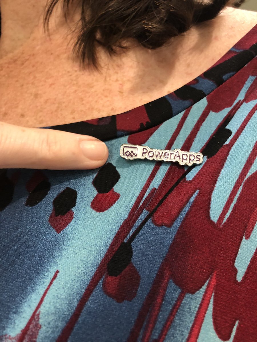 LisaCrosbie's tweet photo. More PowerApps training today - proudly wearing my stylish new PowerApps pin (thank you @8bitclassroom).
#powerapps #swag #barhead https://t.co/OlJYmyTsDz