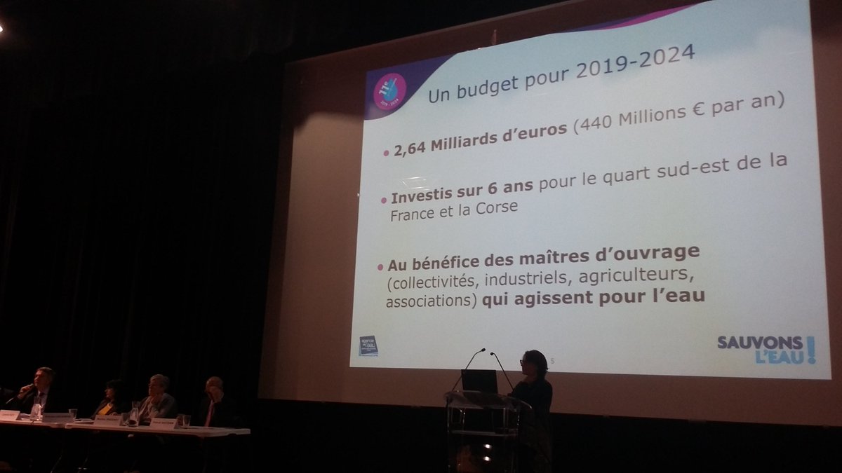 SauvonsLeau's tweet image. Laurent Roy, DG de l'agence de l'eau Rhône Méditerranée Corse, présente le budget du 11e programme Sauvons l'eau, soit 2,64 milliards d'euros pour la période 2019-2024 #comgéo  @vauterinp @YPrebay @MartialSaddier