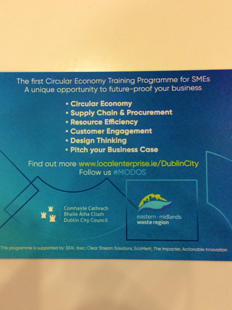 SFA_Irl's tweet image. We are delighted to be supporting the first circular economy training programme for SMEs. with #MODOS &amp;amp; @DCCEconDev