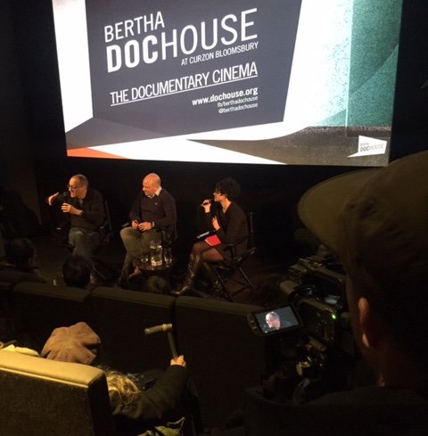 Last week at the screening of <a href="/mladictrialdoc/">Trial of Mladic Doc</a> at <a href="/BerthaDocHouse/">Bertha DocHouse</a>, directors Rob Miller and <a href="/henrysingerfilm/">Henry Singer</a> getting expressive with hand gestures and all, leaning into the Q&amp;A. Expect more of the same energy at @gbgfilmfestival with Q&amp;As w/ Henry at the screenings on 26/1 &amp; 27/1!
