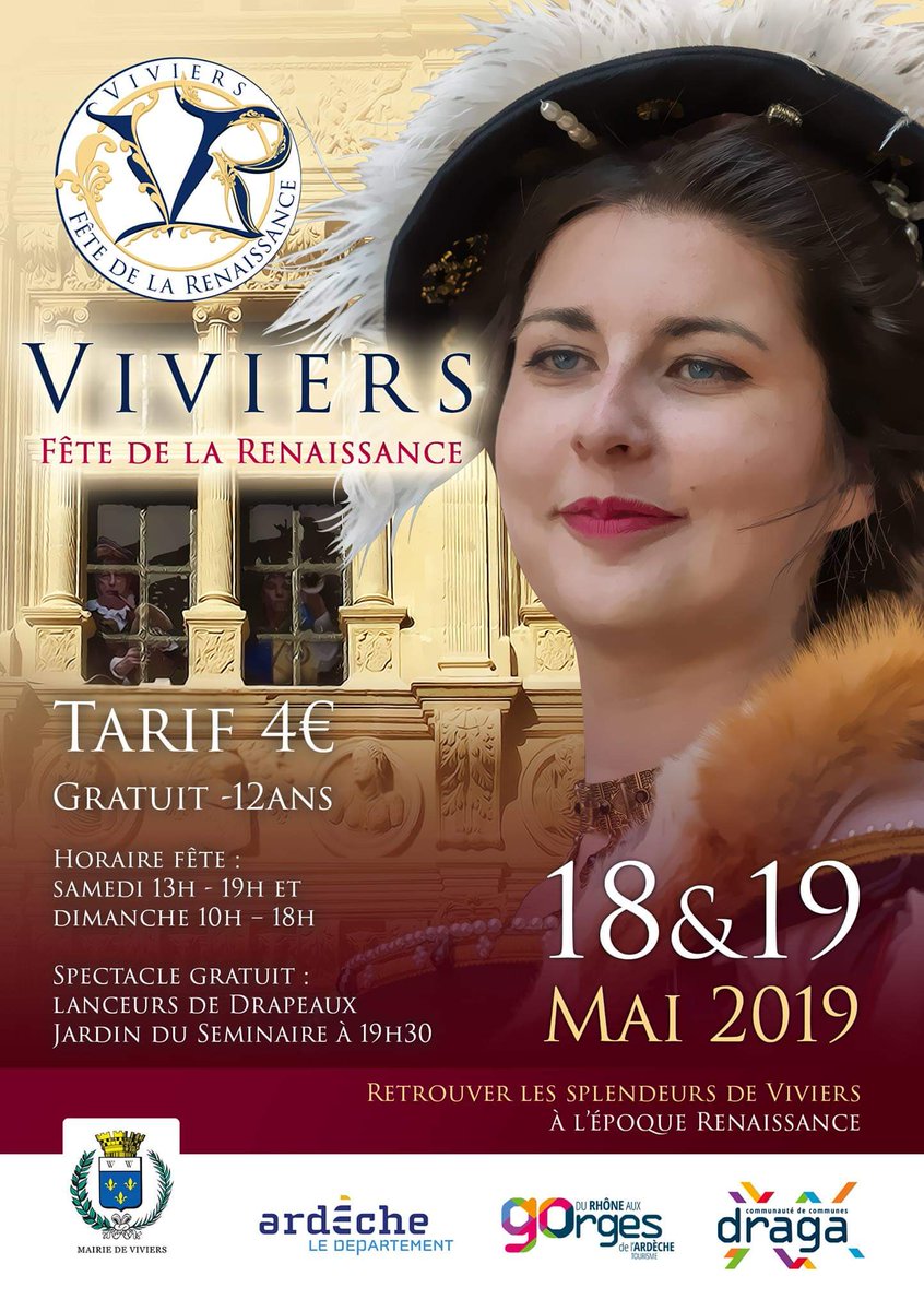 Oyez, oyez,
Réservez votre weekend des 18 &amp; 19 mai 2019 pour un magnifique voyage dans le temps à #Viviers en #Ardeche.
Plus de renseignements sur feterenaissanceviviers.fr