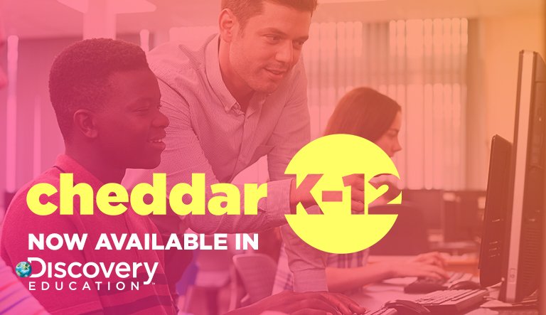 We are excited to launch CheddarK-12 with our friends <a href="/DiscoveryEd/">Discovery Education</a>. This new collaboration brings the latest technology, business, and world news from Cheddar to educators and students nationwide through Discovery’s digital curriculum. #education

More: chdr.tv/chedd6b5fa