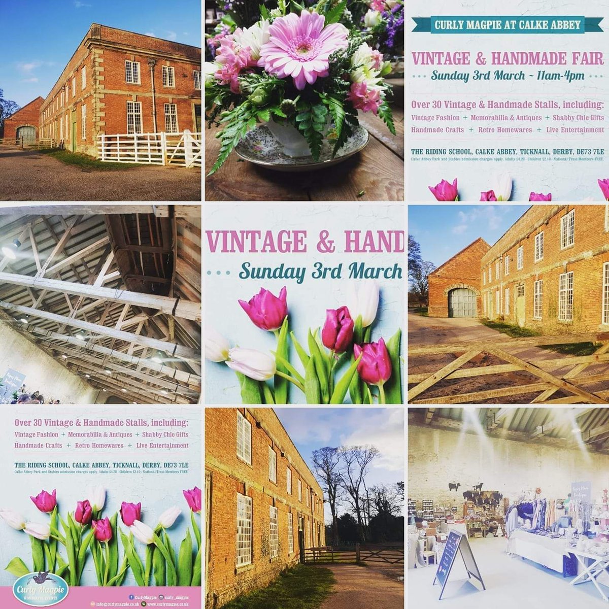 🌷🌼🌷Join us Sunday 3rd March 2019 #vintagefair #handmadefair #curlymagpie #wonderfulevents #localmarket #localbusiness #shopsmall #derbyshire  #handmademarket #giftfair #mothersday #flowershop #cake this year a fabulous local flower shop! @NTCalkeAbbey