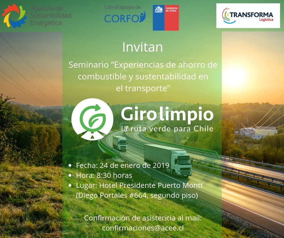 Ya estamos en Puerto Montt. Te esperamos a contar de las 8:30 en Hotel Presidente. #GiroLimpio la ruta verde para Chile.