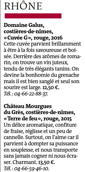 🍷🌍 Coucou les <a href="/Costieres2Nimes/">Costières de Nîmes</a> ! Deux vins retenus dans la sélection bio de <a href="/remibx/">Rémi Barroux</a>, @missglouglou et Laure Gasparotto pour <a href="/lemondefr/">Le Monde</a> :-) Bravo ! #MillesimeBio2019