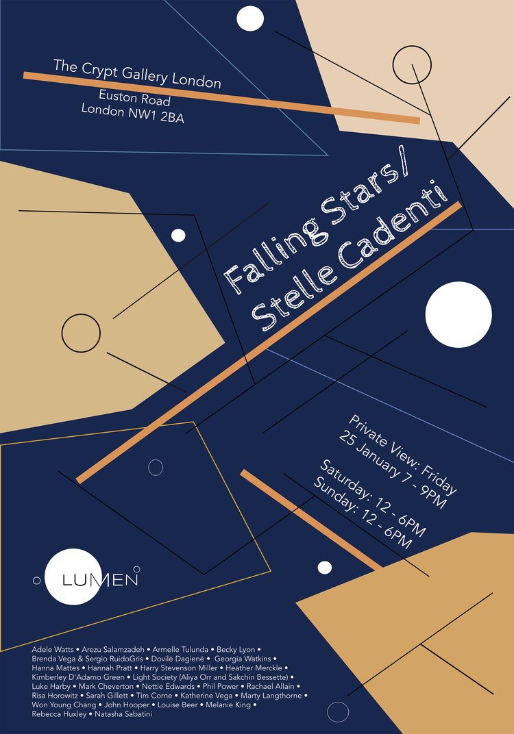 Falling Stars // Stella Cadenti // Lumen Atina Residency Exhibition 2018 at @TheCryptGallery Private View: Friday 25 January 7 - 9PM Saturday: 12 - 6PM Sunday: 12 - 6PM lumenstudios.co.uk/future-events/…