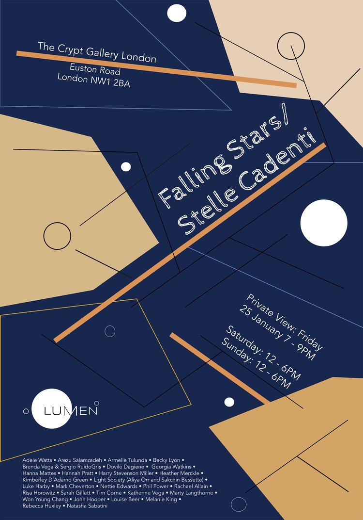 LUMEN (@lumenlondon) on Twitter photo Falling Stars // Stella Cadenti // Lumen Atina Residency Exhibition 2018 at <a href="/TheCryptGallery/">The Crypt Gallery</a> Private View: Friday 25 January 7 - 9PM
Saturday: 12 - 6PM
Sunday: 12 - 6PM lumenstudios.co.uk/future-events/… Falling Stars // Stella Cadenti // Lumen Atina Residency Exhibition 2018 at <a href="/TheCryptGallery/">The Crypt Gallery</a> Private View: Friday 25 January 7 - 9PM
Saturday: 12 - 6PM
Sunday: 12 - 6PM lumenstudios.co.uk/future-events/…